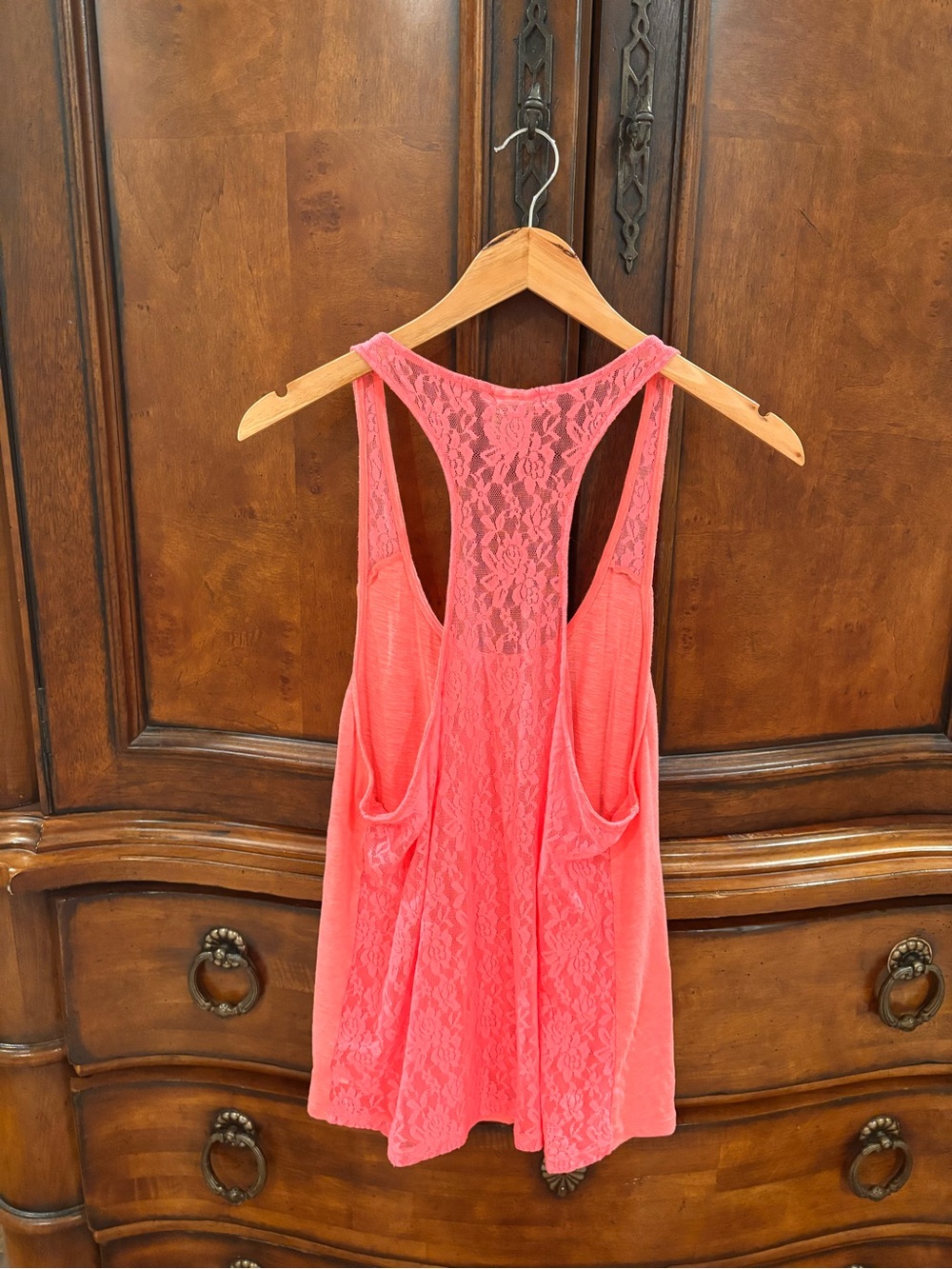 PINK Victoria's Secret Coral Lace Racerback Tank